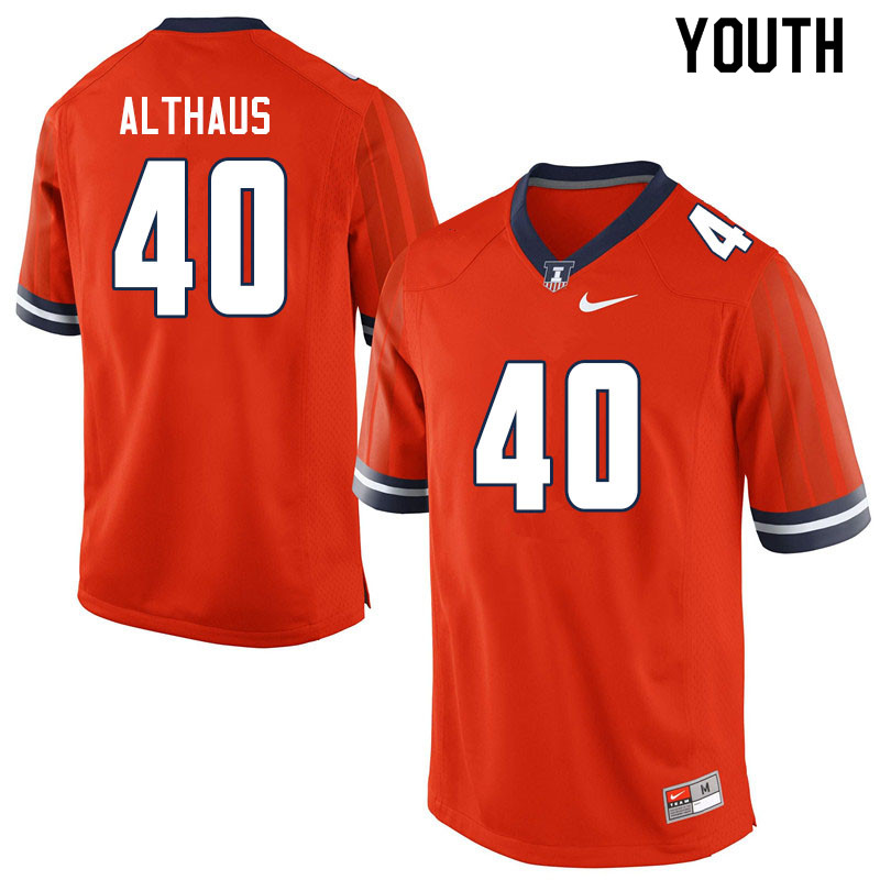 Youth #40 Lucas Althaus Illinois Fighting Illini College Football Jerseys Sale-Orange